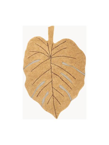 Handgewebter Kinderteppich Monstera mit Hoch-Tief-Effekt, waschbar, Flor: 97 % Baumwolle, 3 % Kunst, Ocker, B 120 x L 180 cm (Grösse S)