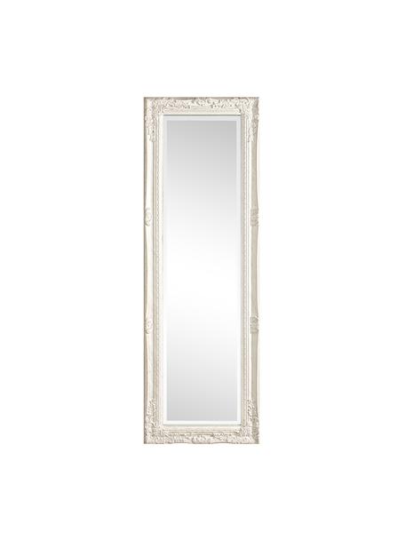 Specchio da parete quadrato con legno bianco Miro, Cornice: legno di paulownia rivest, Superficie dello specchio: lastra di vetro, Bianco, Larg. 42 x Alt. 132 cm