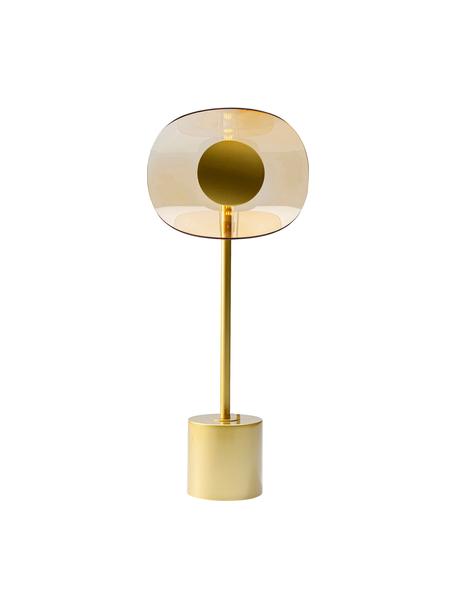 Grosse Tischlampe Mariposa aus Glas und Metall, Lampenschirm: Glas, Goldfarben, Ø 25 x H 60 cm