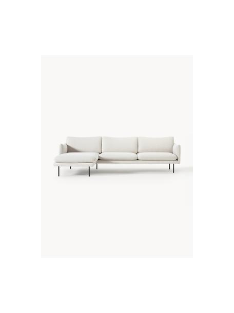 Ecksofa Moby, Bezug: Polyester Der hochwertige, Gestell: Massives Kiefernholz, Webstoff Off White, B 280 x T 160 cm, Eckteil links