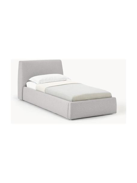 Cama individual con espacio de almacenamiento Cloud, Tapizado: tejido finamente texturiz, Estructura: madera de pino y roble ma, Patas: madera pintada El materia, Tejido gris claro, An 90 x L 200 cm