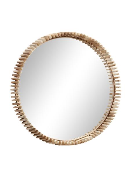 Okrúhle zrkadlo s dreveným rámom Polke, Svetlé drevo, Ø 85 x H 13 cm