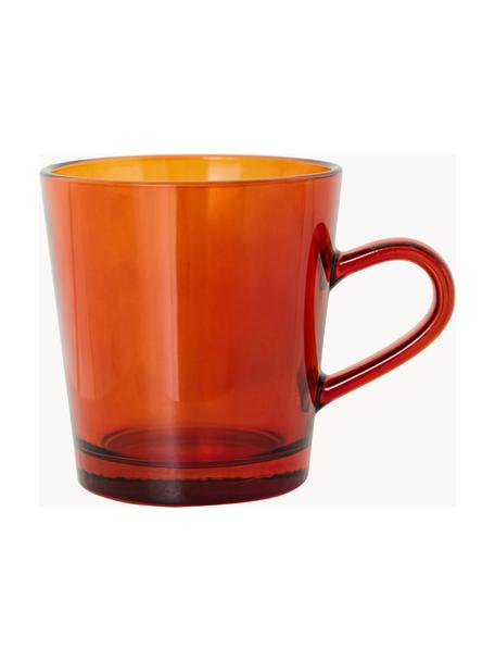 Tazas de vidrio 70's, 4 uds., Vidrio, Ámbar transparente, Ø 8 x Al 8 cm, 200 ml