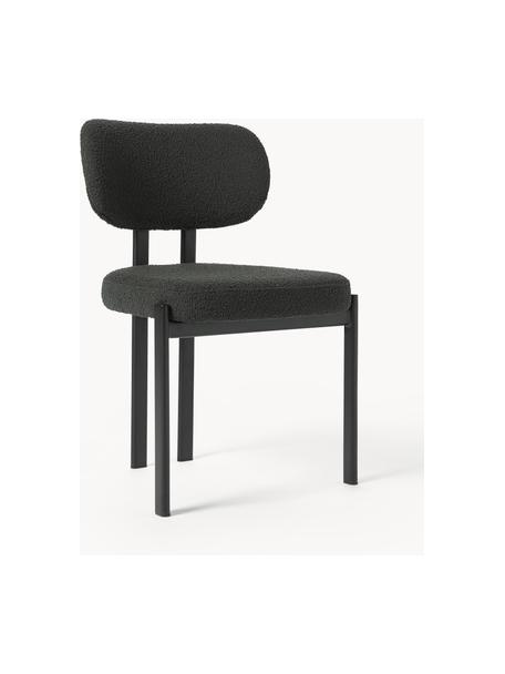 Čalouněná bouclé židle Malia, Černá, Š 56 cm, V 51 cm