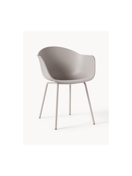 Krzesło z podłokietnikami z tworzywa sztucznego Claire, Nogi: metal malowany proszkowo, Greige, S 60 x G 54 cm