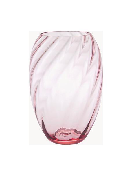 Mondgeblazen vaas Elipse, Glas, Roze, Ø 16 x H 23 cm