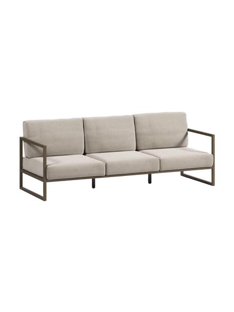 Canapé lounge de jardin 3 places Comova, Tissu gris clair, vert, larg. 225 x prof. 85 cm