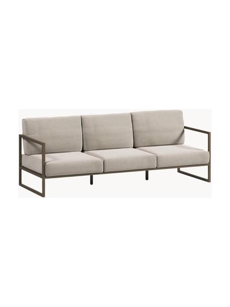 Sofa ogrodowa Comova (3-osobowa), Tapicerka: 100% poliester, Stelaż: metal malowany proszkowo, Jasnobeżowa tkanina, oliwkowy zielony, S 225 x G 85 cm