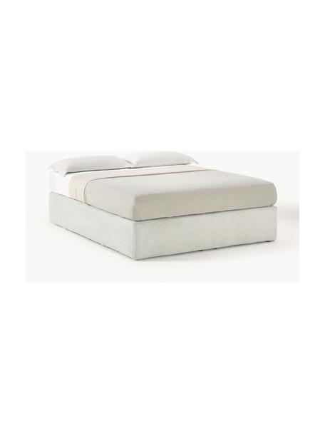 Boxspringbed Enya, Matras: 5-zones pocketvering, Poten: kunststof Dit product is , Geweven stof greige, B 200 x L 200 cm, hardheidsgraad H2