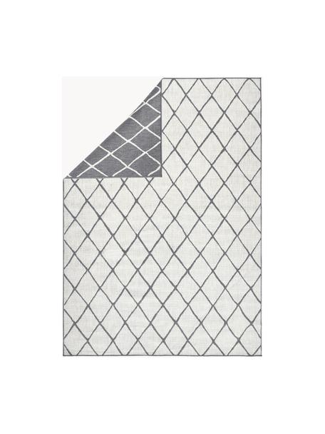 Dubbelzijdig in- & outdoor vloerkleed Malaga met ruitjesmotief, 100% polypropyleen, Gebroken wit, grijs, B 200 x L 290 cm (maat L)