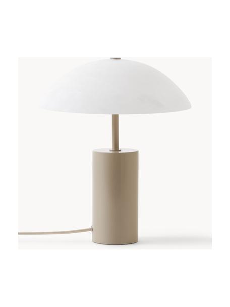 Lampada da tavolo piccola Essi, Paralume: alabastro, Gambe: metallo verniciato a polv, Bianco, beige, Ø 25 x Alt. 30 cm