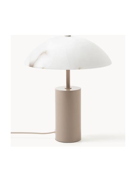 Petite lampe à poser en albâtre Essi, Blanc, beige, Ø 25 x haut. 30 cm