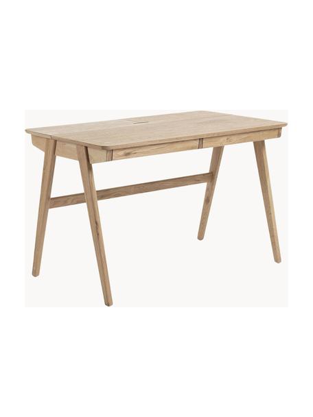Scrivania in legno con uscita cavo Jacques, Gambe: rovere massiccio, Legno di quercia, Larg. 120 x Prof. 65 cm
