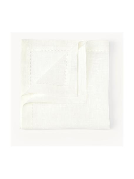 Serviettes de table en lin, avec ourlet Alanta, 6 pièces, Blanc cassé, larg. 42 x long. 42 cm