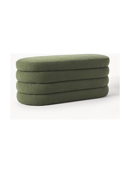 Čalouněná bouclé lavice Alto, Tmavě zelená, Š 110 cm, H 45 cm