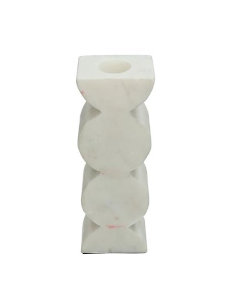Portacandele effetto marmo Linda, Poliresina, Bianco, Larg. 8 x Alt. 16 cm
