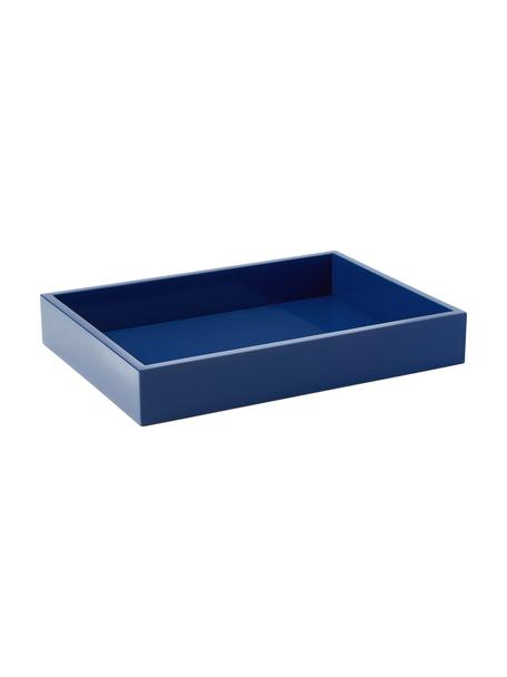 Vassoio lucido Hayley, Pannello di fibra a media densità (MDF) laccato, Blu navy, Larg. 24 x Lung. 33 cm