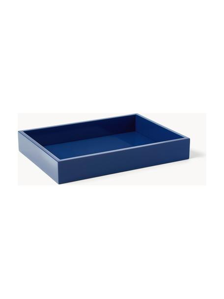 Hoogglans dienblad Hayley, Tafelblad: gelakt MDF, Onderzijde: fluwelen hoes, Donkerblauw, B 33 x D 24 cm