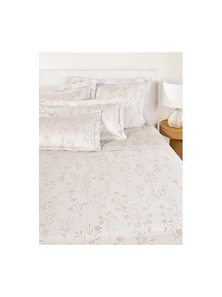 Baumwollsatin-Betttuch Hurley mit Jacquard-Muster, Webart: Satin Fadendichte 280 TC,, Cremeweiss, Hellbeige, B 180 x L 280 cm