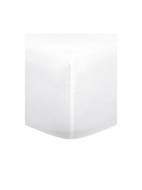 Topper hoeslaken Biba uit flanel in wit, Weeftechniek: flanel Flanel is een knuf, Wit, B 140 x L 200 cm