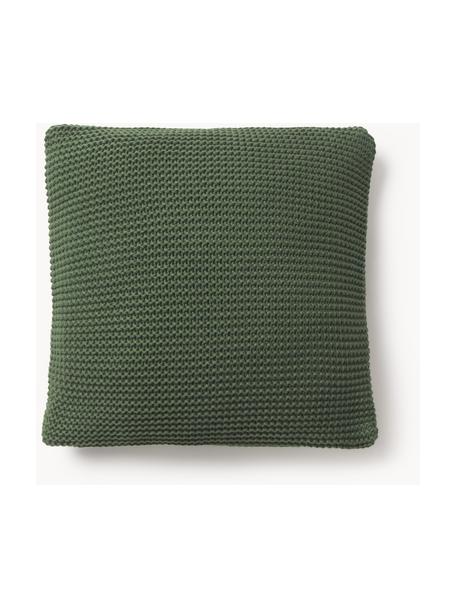 Gebreide kussenhoes Adalyn van biokatoen, 100% biokatoen, GOTS-gecertificeerd, Donkergroen, B 50 x L 50 cm