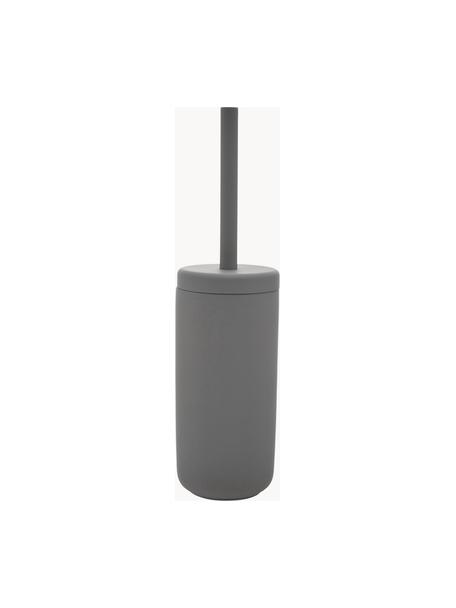 Scopino con contenitore Ume, Contenitore: gres rivestito con superf, Manico: plastica, Grigio scuro, Ø 10 x Alt. 39 cm