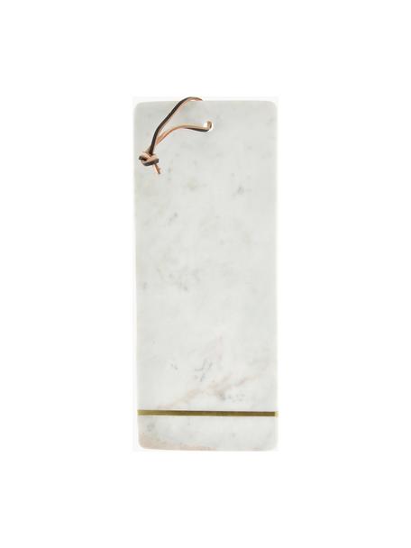 Planche à découper en marbre Strip, Blanc, marbré, doré, larg. 37 x haut. 15 cm