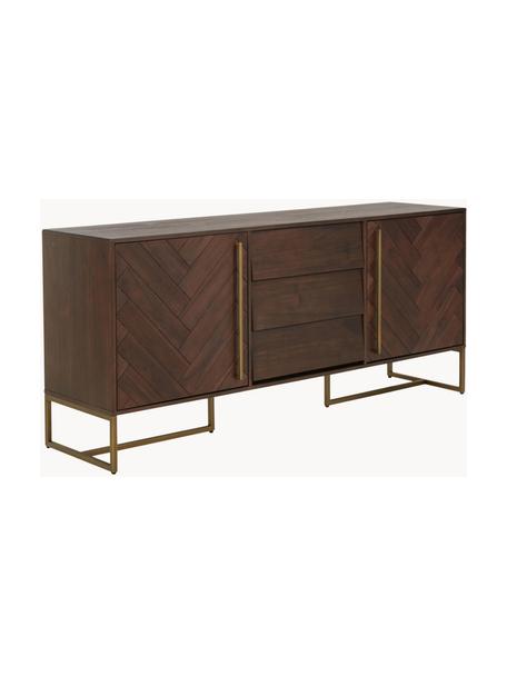 Visgraat dressoir Class met deuren en acaciahout fineer, Frame: MDF met acaciahout, Hout, B 180 cm x H 80 cm