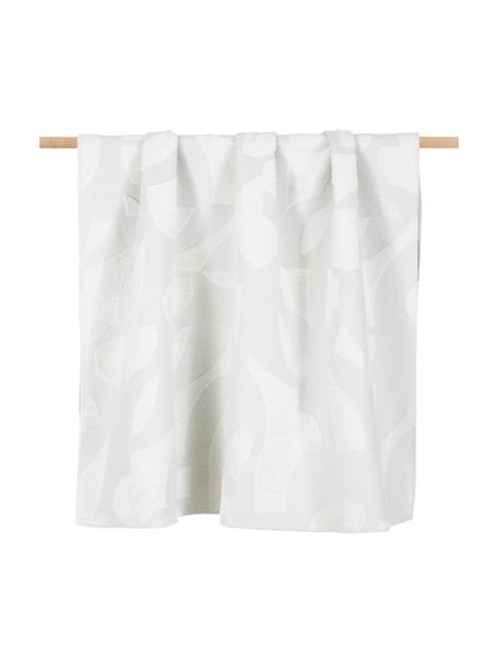 Flanelldecke Grafic in Grau/Weiß mit Muster und Ziernaht, 85% Baumwolle, 15% Polyacryl, Grau, Weiß, 130 x 200 cm