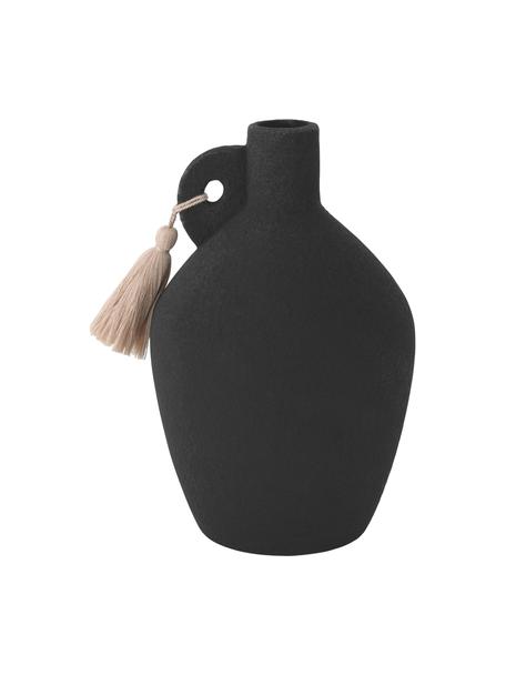 Dizajnová váza z kameniny Dollo, Kamenina, Čierna, Ø 14 x V 21 cm