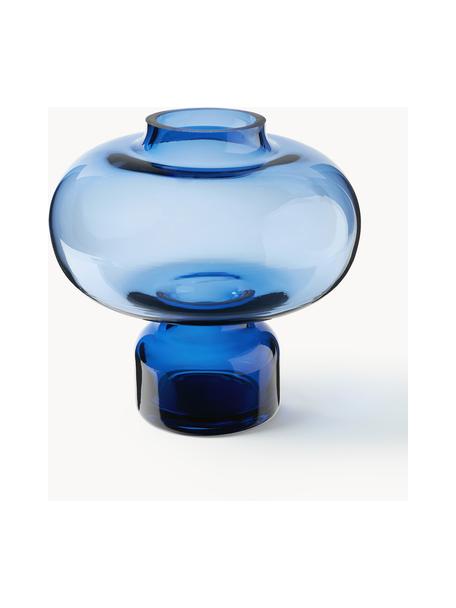 Mundgeblasene Vase Nicola, H 20 cm, Kalk-Natron-Glas, Blau, Ø 20 x H 20 cm