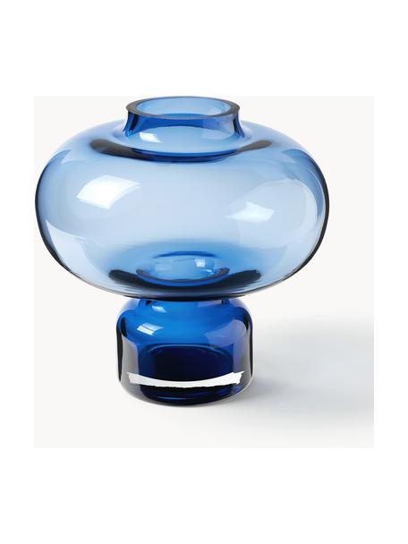 Mundgeblasene Vase Nicola, H 20 cm, Kalk-Natron-Glas, Blau, Ø 20 x H 20 cm