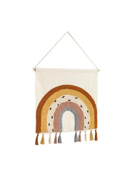 Decorazione da parete con motivo arcobaleno Tadea, Asta: legno di pino, Bianco crema, multicolore, Larg. 60 x Alt. 52 cm