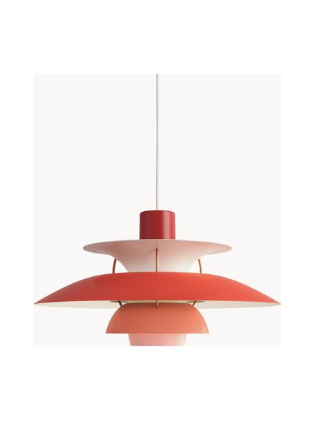 Lámpara de techo PH 5, tamaños diferentes, Pantalla: metal recubierto, Cable: cubierto en tela, Tonos rojos, dorado, Ø 30 x Al 16 cm