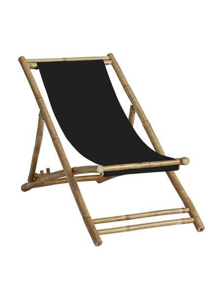 Skládací bambusové lehátko Mandisa, Černá, světle hnědá, Š 112 cm, H 60 cm