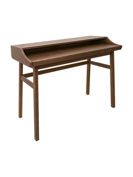 Ausziehbarer Schreibtisch Carteret, 115 x 44 - 68 cm, Beine: Eichenholz, massiv, gebei, Tischplatte: Spanplatte mit Eichenholz, Dunkelbraun, 115 x 83 cm