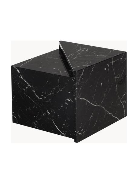 Set de mesas de centro en look mármol Vilma, 2 uds., Tablero de fibras de densidad media (MDF), cubierto en papel lacado, Aspecto mármol negro, Set de diferentes tamaños