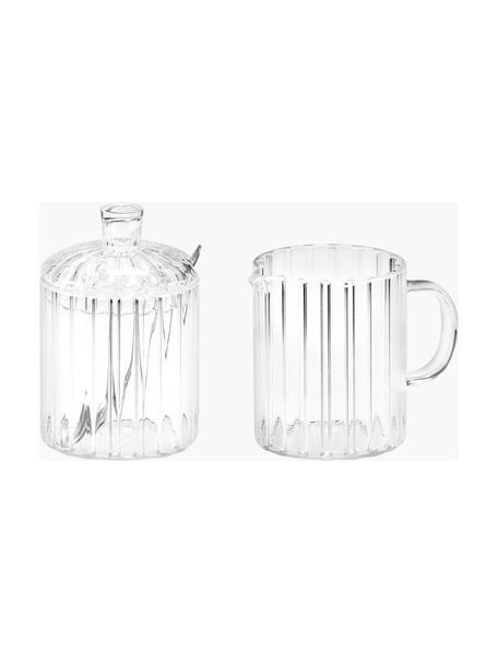 Pot à lait et sucrier en verre Brilia, 3 élém., Transparent, Lot de différentes tailles