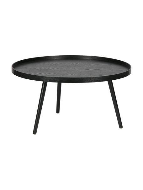 Okrągły stolik kawowy z drewna w stylu retro Mesa, Płyta pilśniowa średniej gęstości (MDF) z fornirem sosnowym, lakierowana, Czarny, Ø 78 cm