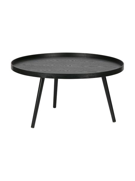 Table basse ronde Mesa, MDF (panneau en fibres de bois à densité moyenne) avec placage de pin, laqué, Noir, Ø 78 x haut. 39 cm