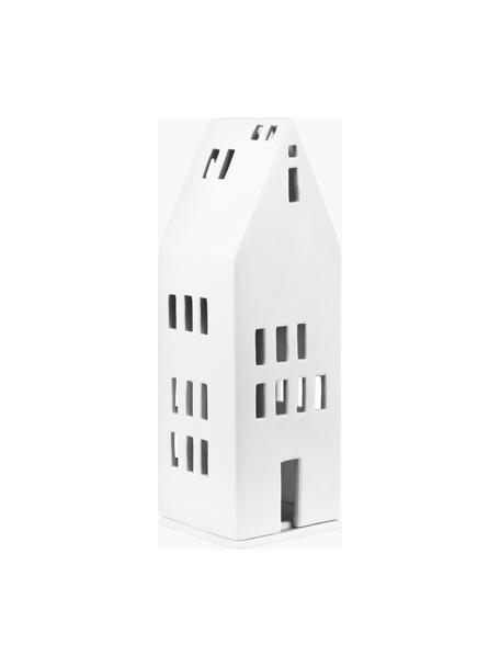 Hoge porseleinen lichthuis Living, H 22 cm, Porselein, Wit, B 8 x H 22 cm