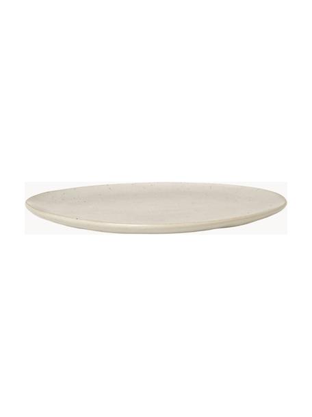 Plato postre de cerámica Flow, Gres, Blanco Off White jaspeado, Ø 22 cm