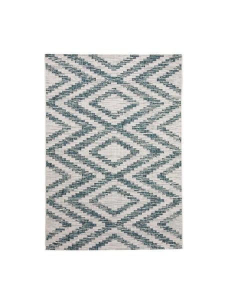 Interiérový/exteriérový koberec Cleo, 100 % polypropylen, Tlumeně bílá, tyrkysová, Š 80 cm, D 150 cm (velikost XS)