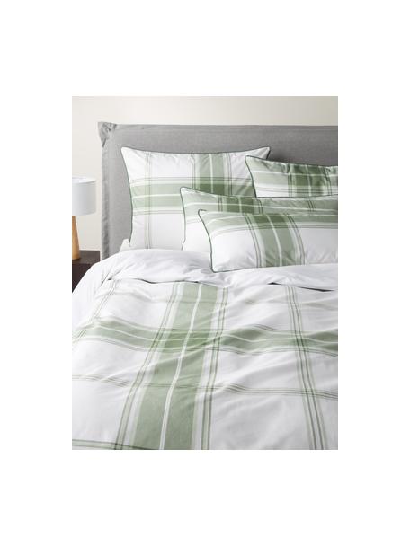 Housse de couette en percale à carreaux Scarlet, Vert, blanc, larg. 140 x long. 200 cm