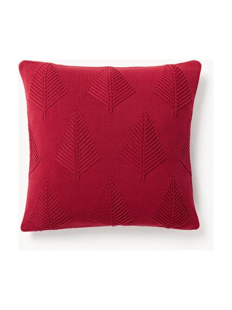 Plaid en coton avec motif hivernal Buddy, 100% coton, Rouge, larg. 50 x long. 50 cm