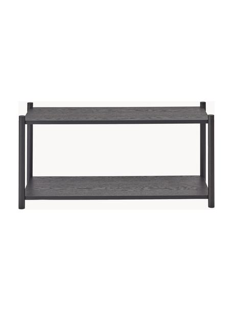 Scaffale in legno di quercia Sceene, Ripiani: legno di quercia, Struttura: legno di quercia massicci, Legno di quercia nero verniciato, Larg. 93 x Alt. 45 cm