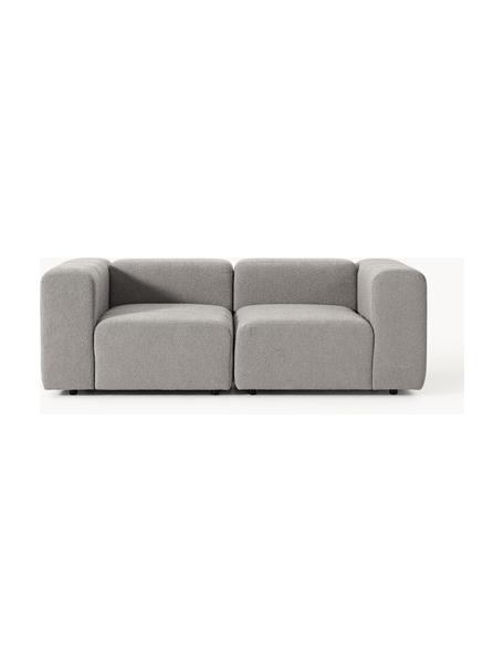 Divano componibile 3 posti in bouclé Lena, Rivestimento: bouclé (93% poliestere, 6, Struttura: legno di faggio, truciola, Piedini: plastica, Bouclé grigio, Larg. 211 x Prof. 106 cm