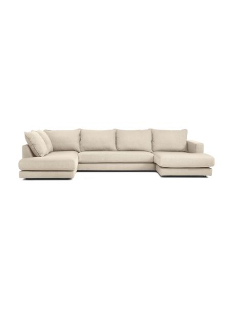 Canapé de salon Tribeca, Tissu beige foncé, larg. 356 x prof. 195 cm, méridienne à gauche