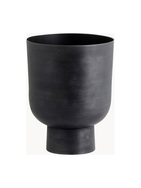 Macetero pequeño Galoa, Aluminio recubierto, Negro, Ø 24 x Al 30 cm