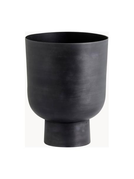 Petit cache-pot Galoa, Aluminium, enduit, Noir, Ø 24 x haut. 30 cm